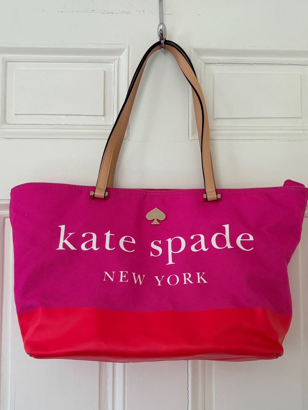 Kate Spade Dipped Canvas Tote in Pink/Red